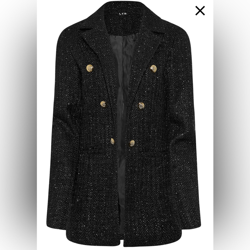 Long Tall Sally Black Boucle Blazer - NWT